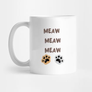 Meaw meaw cat illustration and typography Mug